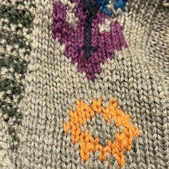 Vintage Boston Traders Hand knit Limited Ed Green Grandpa Cardigan Sweater Sz M - Picture 9 of 12